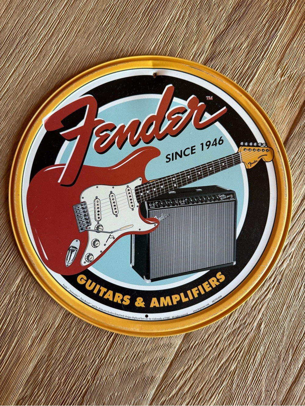 Fender Red Electric Guitar Wall Sign - Fender Brand Home Wall Decor